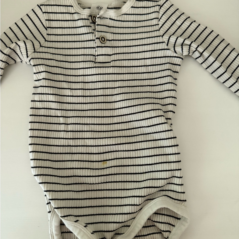 H&M Black and White Striped Baby Onesie